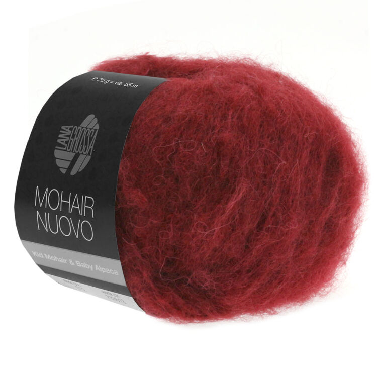Breiwol Lana Grossa - Mohair Nuovo - 12-donker rood | HobbyVision