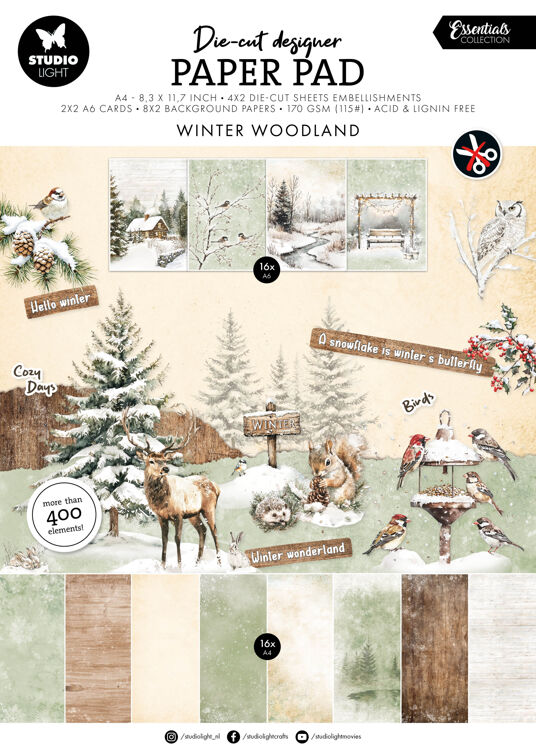 Studio Light - Essentials - A4 Die-Cut Designer Paper Pad - Winter ...