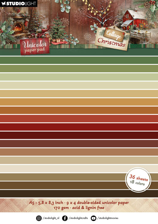 Studio Light - Cottage Christmas - Unicolor Paper Pad