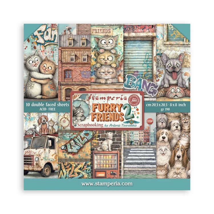 Stamperia - Furry Friends 2 - 8x8 Inch Paper Pack by Antonis Tzanidakis