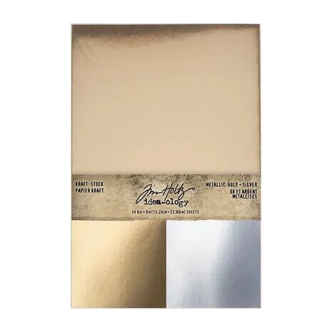 Tim Holtz - Idea-Ology - Christmas Kraft Stock Metallic Gold + Silver