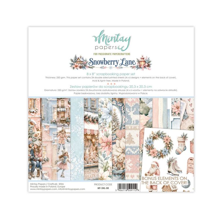 Mintay - Snowberry Lane - 8x8 Inch Scrapbooking Paper Set