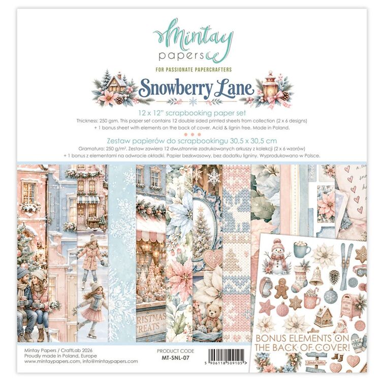 Mintay - Snowberry Lane - 12x12 Inch Scrapbooking Paper Set