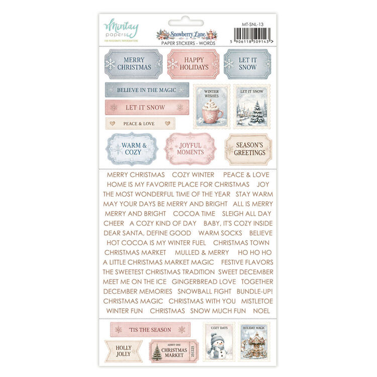 Mintay - Snowberry Lane - 6x12 Inch Paper Stickers Words