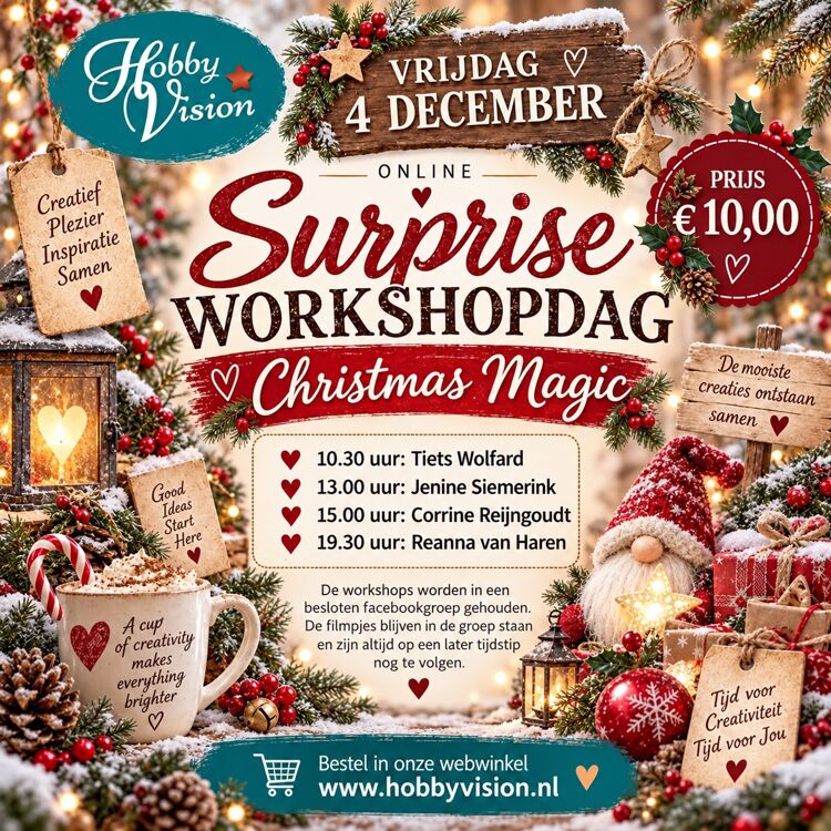 ONLINE Workshop - Christmas Magic Surprise Workshopdag - Vrijdag 4 december 2026 (4 workshops)