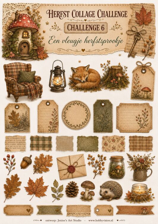 Jenine's Art Studio - Digital Papers A4 - #HVHerfstCollageArt - Challenge 6