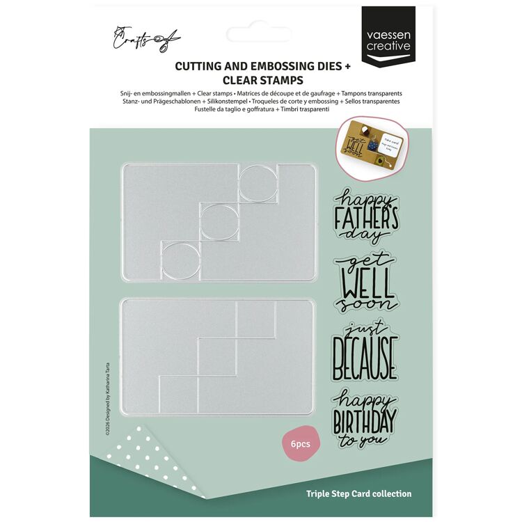 Vaessen Creative - Triple Step Card Collection - Stempels & Snijmallen Set by Katharina Tarta Verjaardag & Wensen
