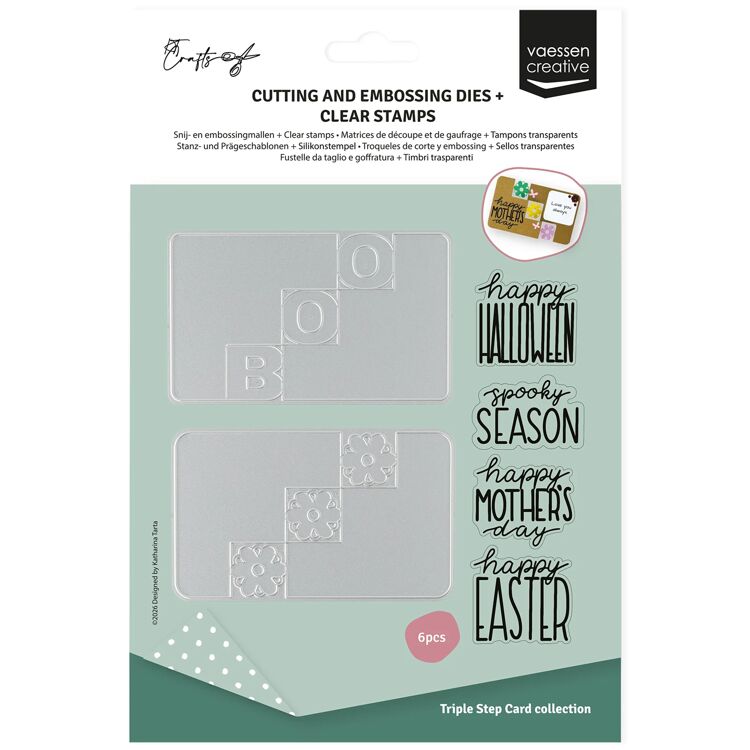 Vaessen Creative - Triple Step Card Collection - Stempels & Snijmallen Set by Katharina Tarta Pasen & Halloween